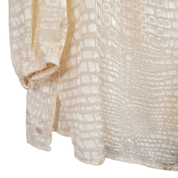 Chico's XL Size 3 Shirt Blouse Tunic V-neck Semi-Sheer Textured Blush Pink - Picture 6 of 7